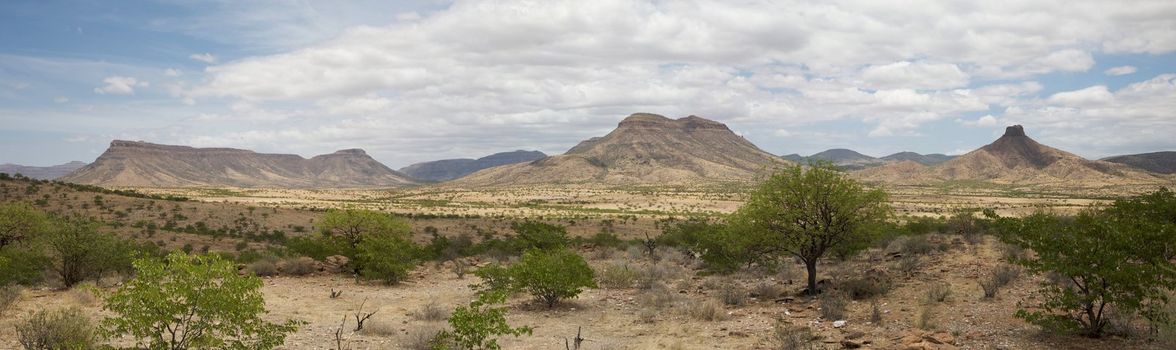 Wild landscape in the Kaokoland desert in Namibia