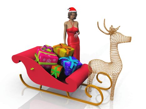 the mother in the middle of Christmas gifts