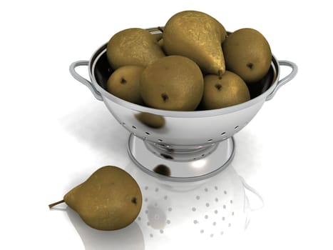 pears  in the strainer