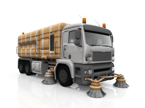 the cleaning truck on white background