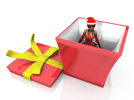 the mother in the Christmas  gift box