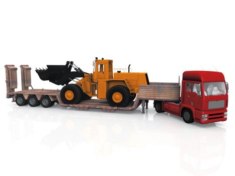 transport truck of machine on white background