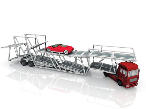 Car  transport truck on white background
