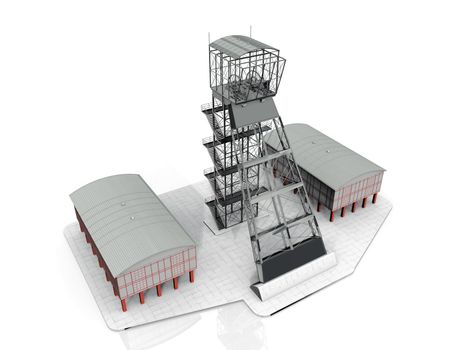 mine shaft on white background