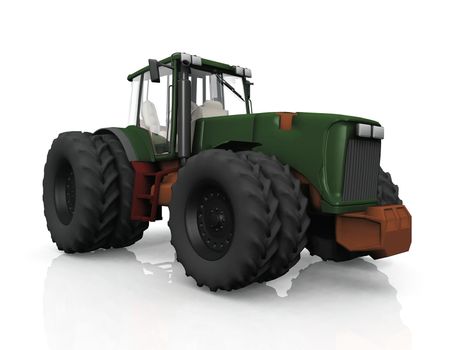 tractor with eight wheels on white background