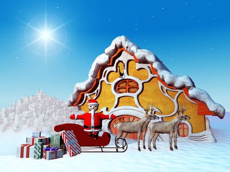santa claus and his home in northern