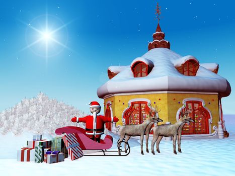 santa claus and his home in northern