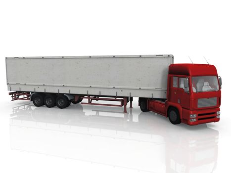 red truck on a white background