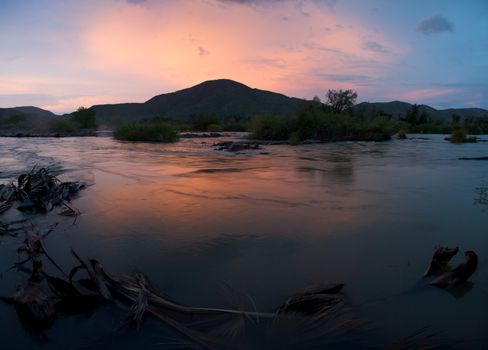 Sunset on the Epupa falls