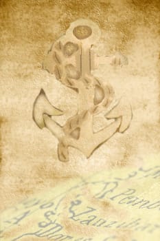 parchment paper background map and anchor 