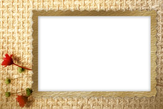 Framework for photo with flowers and fabric rustic