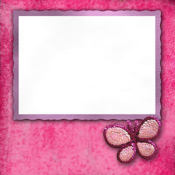 empty frame pink sequined butterfly 