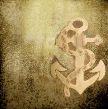 sepia background with a brass anchor and space for text 