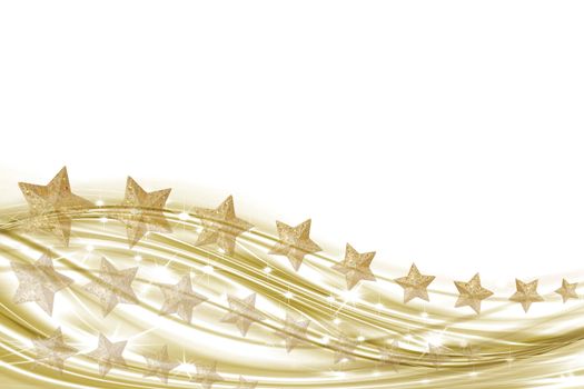 illustration white background with gold stars and waves 