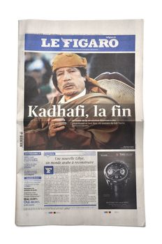 LONDON - OCTOBER 20: Gaddafi's death makes headlines in the press on October 20, 2011. Gaddafi was president of Libya for 42 years.