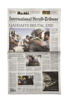 LONDON - OCTOBER 20: Gaddafi's death makes headlines in the press on October 20, 2011. Gaddafi was president of Libya for 42 years.