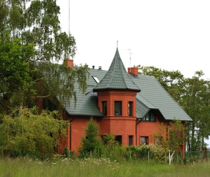 The house in silent and quiet street on surburb of city