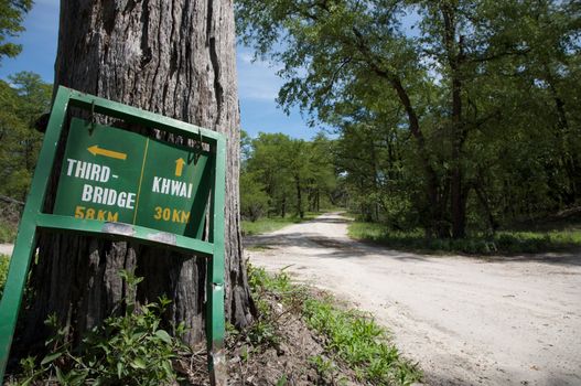 Sign road in Moremi Nature Game Reserve