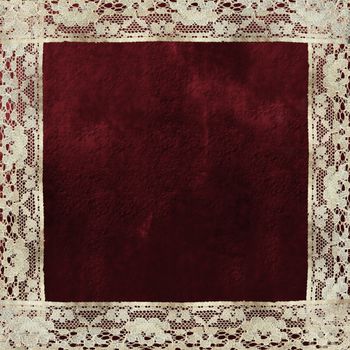 maroon background framed with lace 