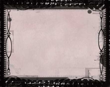 Computer designed grunge border and aged textured background