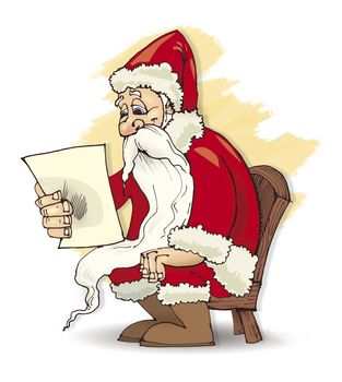 illustration of Santa Claus reading letter