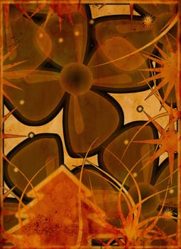 Computer designed grunge floral background