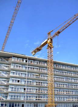 Construction site with blue sky background