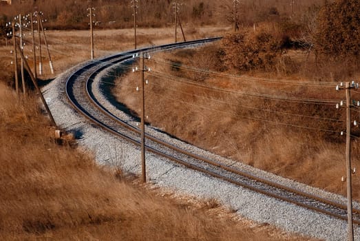 Old railroad curve near Pula , Croatia