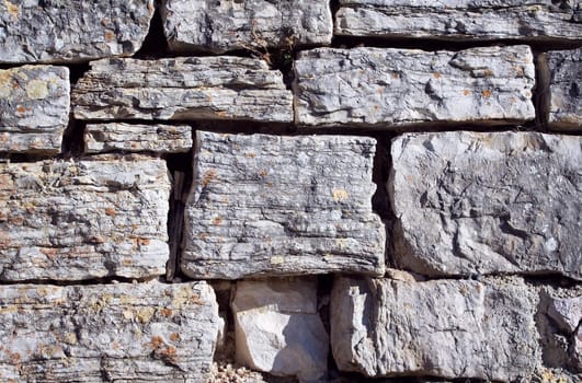 Old grunge stone wall close up photo