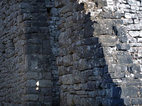 Stone walls of a old historic castle 