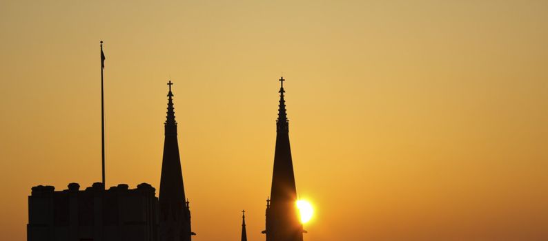 St Mary's Catholic Church in Indianapolis at sunrise