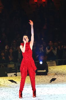 Feb.26 in Hung Hom Gymnasium, Hongkong, Gigi leung, a famous Asian pop music star, held her concert in 2011