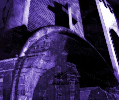 Computer designed grunge textured collage  - Old church 