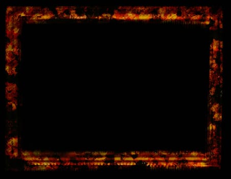 Computer designed grunge border over black background