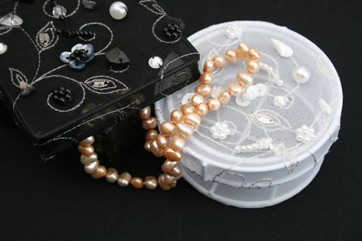 Black and White Organza Boxes with pearls