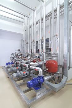 Modern machinery in a pharmaceutical production plant