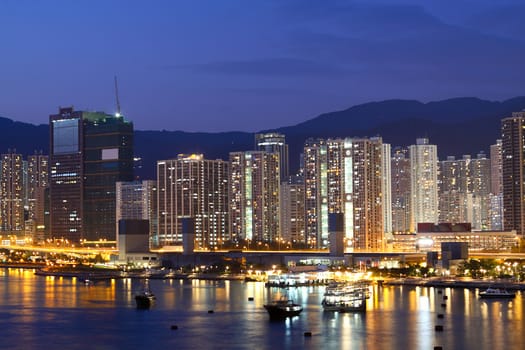 Twilight blue hour at hongkong downtown. 