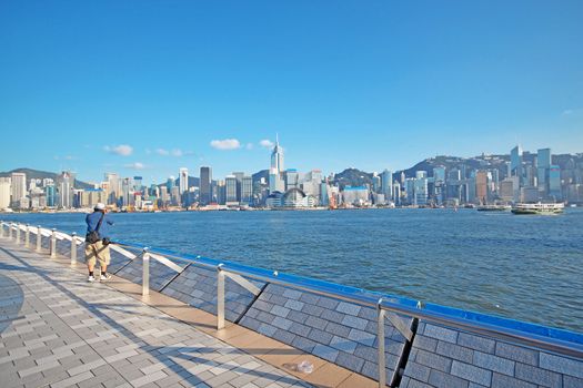 Hong kong day and man take photo