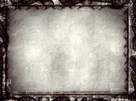 Computer designed grunge border and aged textured paper background