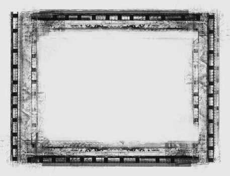 Computer designed black grunge frame over white  with space for your image or text