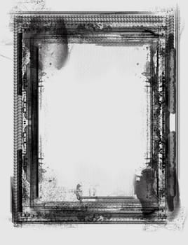 Computer designed black grunge frame over white  with space for your image or text