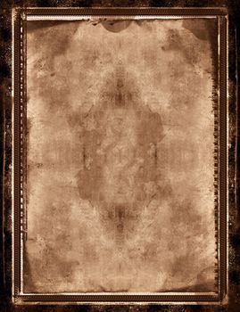 Computer designed grunge border and aged textured paper background   with space for your image or text