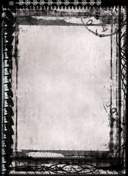 Computer designed black grunge frame  with space for your image or text