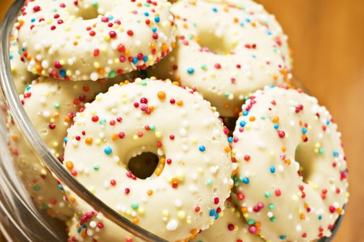 Decorated cookies in a bowl