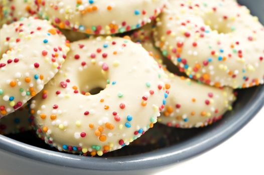 Decorated cookies in a bowl