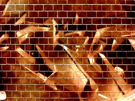 Computer designed grunge textured graffiti brick wall background