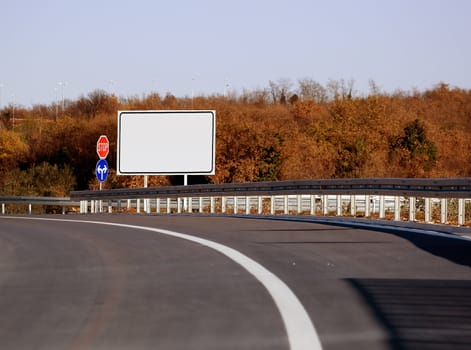 Blank sign on the side of the highway