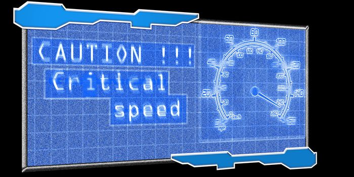 illustration of the futuristic speedometer with caution