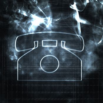 illustration of old style phone in the smoke