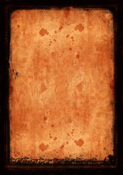 Computer designed highly detailed grunge border and aged textured paper background with space for your text or image